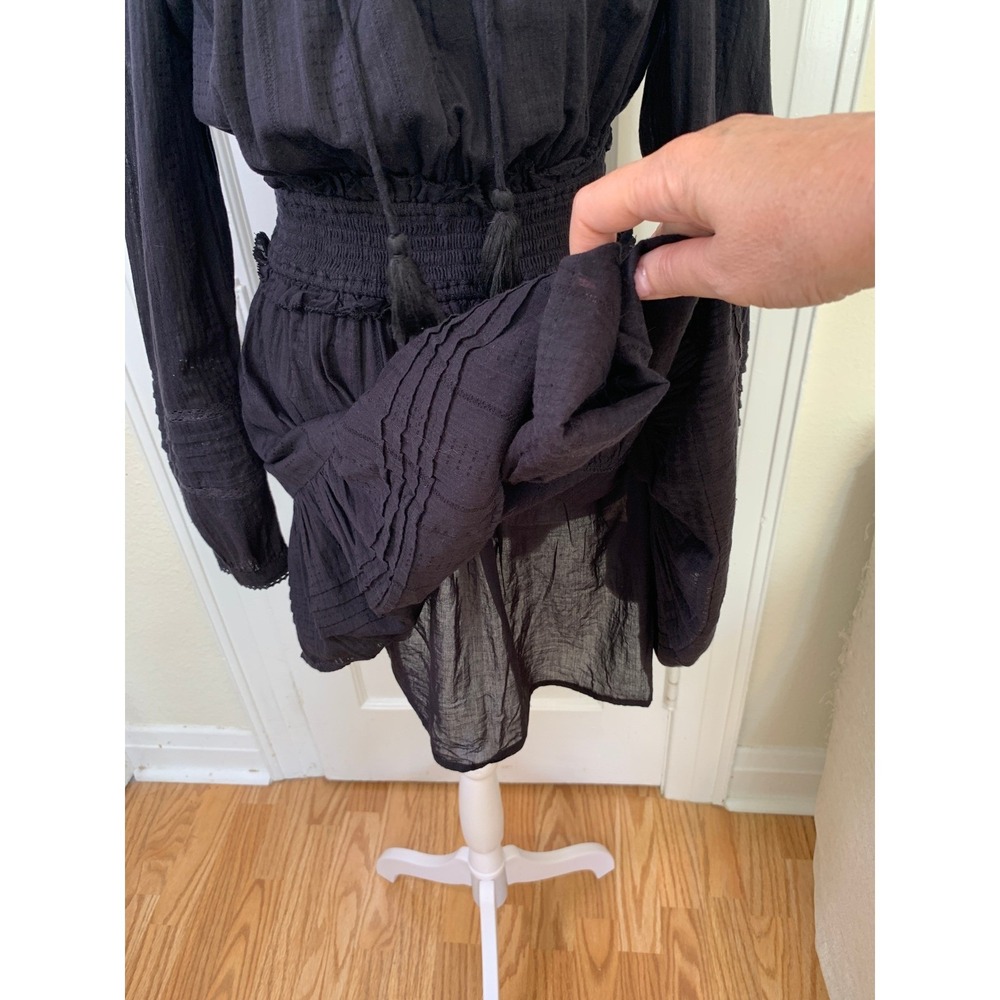 Cleobella Farlow Long Sleeve Organic Cotton Black Minidress CBK Cocktails / SZ S - Picture 12 of 16
